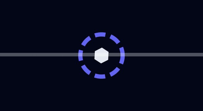 Digital loading circle animation with hexagon progress indicator animation