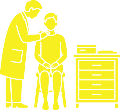 Doctor checking child's ear in clinic