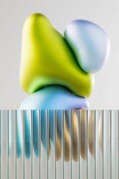 3D biomorphic glass sculpture with soft gradient form