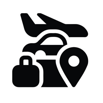 Modern vector illustration of a car key and automobile icon on a metallic web button representing vehicle transport and security design for travel or taxi apps