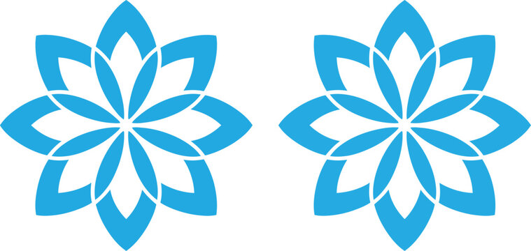 Blue star shaped flower icon pair