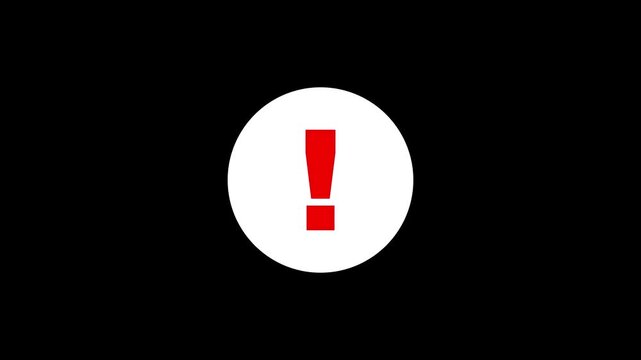Animation of warning exclamation mark icon inside red circle. Warning sign anima risk safety danger road warning sign symbol. Outline exclamation Mark in Circle Icon. Alert Notification