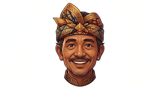 Smiling man wearing traditional ethnic headwear on white background