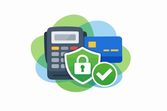 Secure Digital Payment and POS Terminal Vector Illustration