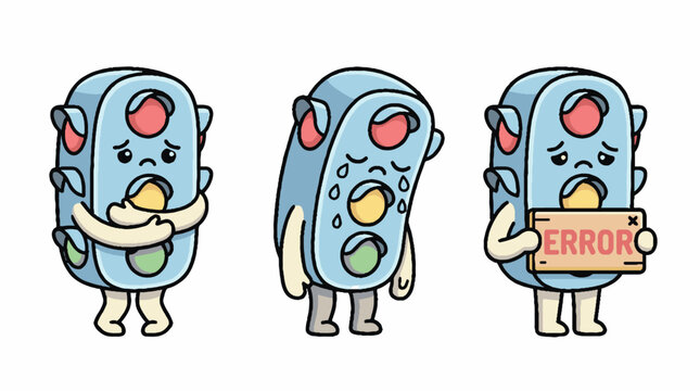 Cartoon robot characters with error.