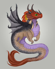 Fototapeta premium Digital Art of a Majestic Aquatic Dragon Creature, Isolated.