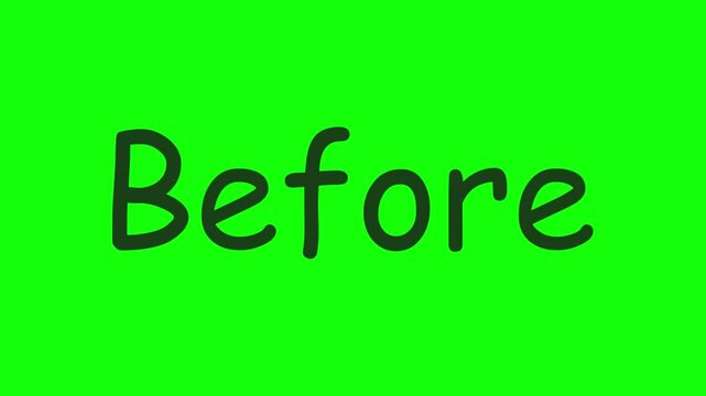 Animated before text stamp effect with grunge texture isolated on a green screen background.