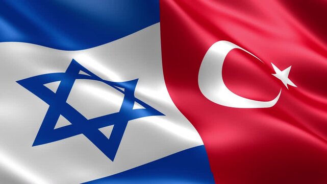 israel turkey waving flags middle east geopolitics security tension concept