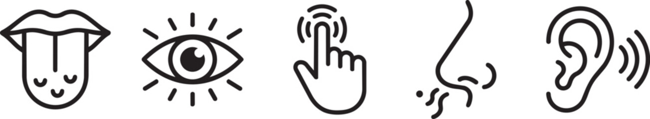 five human senses line icons set vector illustration © Mohaiminul