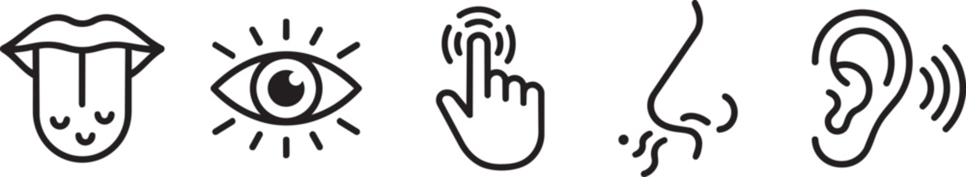 five human senses line icons set vector illustration