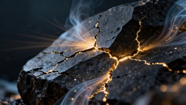 Cracked rock with glowing energy