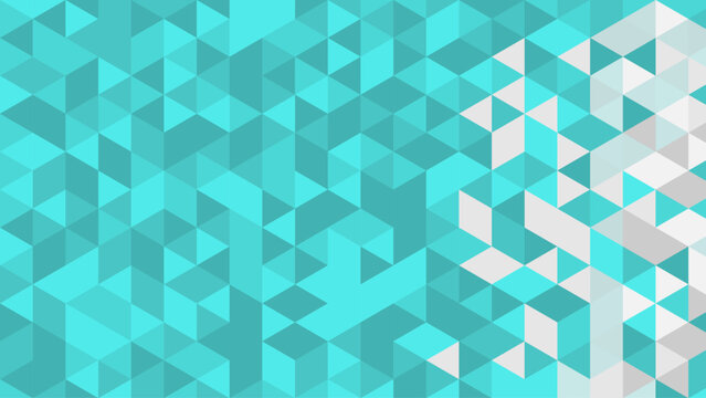 Turquoise Geometric Triangle Pattern Background with White Polygon Mosaic Shapes, Modern Abstract Digital Design for Wallpaper, Branding and Creative Backdrop