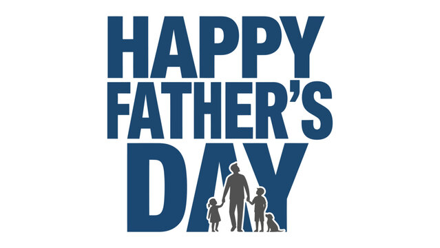 Happy Father's Day Greeting: A heartwarming illustration celebrates Father's Day, featuring a loving father figure walking hand-in-hand with his children. The image evokes feelings of love, family.