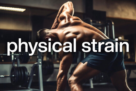 A man is performing a neck stretch in a gym.