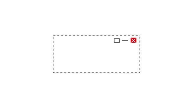 moving dashed line frame animation on white background.