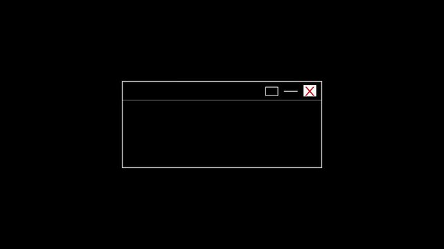 blank computer dialogue box with minimize and close buttons.