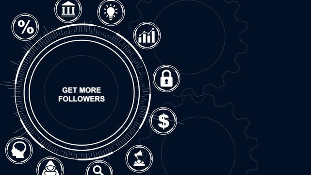 Digital Technology Interface with Get More Followers Text and Business Icons social media marketing