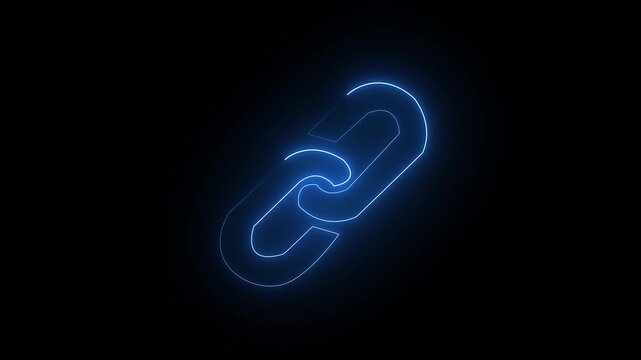 Straight neon line icon animated. abstract saber light border illustration .bright neon lines. animation on a black background. 4k ....