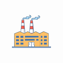 Fototapeta premium Factory with smoking chimneys, industrial building illustration