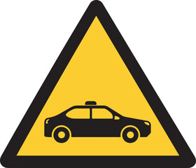 Police Car Warning Sign Yellow Triangle Vector Illustration © Muzamil