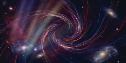 Abstract blue spiral galaxy space wallpaper with glowing fractal vortex energy and stars © jubayer