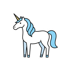 Fototapeta premium Vector illustration of a mythical unicorn horse, minimalist flat design character icon.