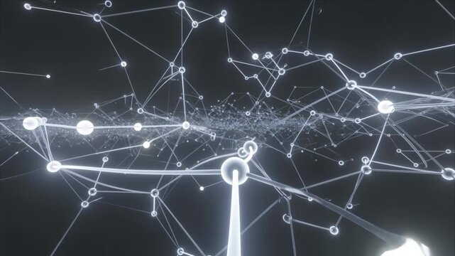 Slow zoom into a neural network, nodes lighting up sequentially, camera traveling along glowing axons, 10 sec loop. no text