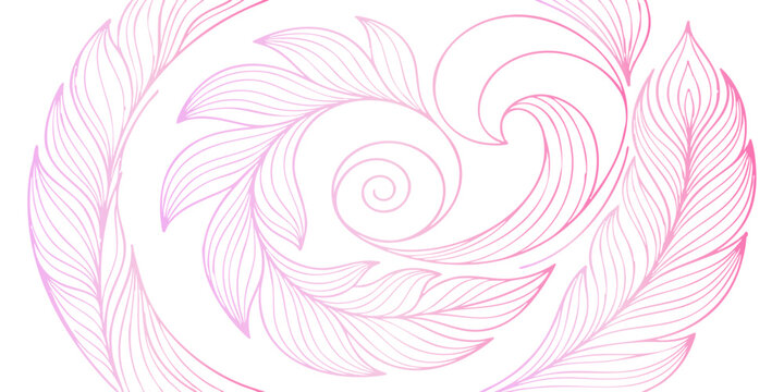 Seamless vector pattern of abstract pink floral background with circles, vintage swirls, and decorative curves for wallpaper design