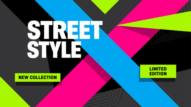 Street style new collection limited edition fashion banner with geometric background
