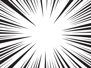 Naklejka premium Dynamic manga panel styled background art. Black white action lines create energetic effect. Comic book design conveys speed, motion. Great for graphic novels, web comics backgrounds.