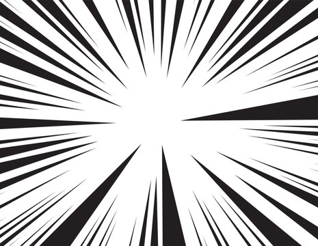 
Dynamic manga panel styled background art. Black white action lines create energetic effect. Comic book design conveys speed, motion. Great for graphic novels, web comics backgrounds.