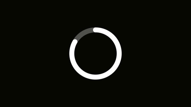 Simple white animated loading spinner on transparent background 4k.animation video