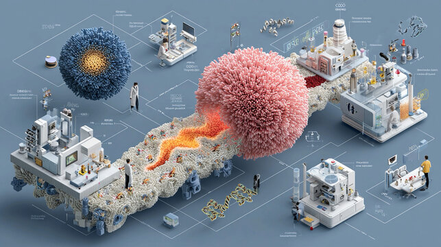 p53 pathway 3D render showing tumor suppressor activity, DNA damage response, molecular interactions, and laboratory workflow in detailed scientific illustration.