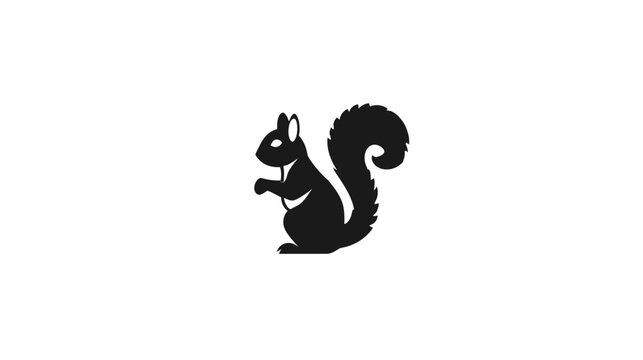 Silhouette of a squirrel against a white background vector illustration