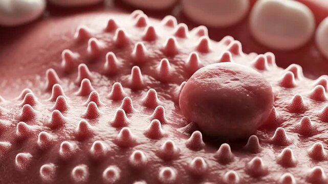 Macro Close-Up of Textured Human Tongue Tissue with Papillae and Foreign Object Suitable for Medical and Scientific Illustrations