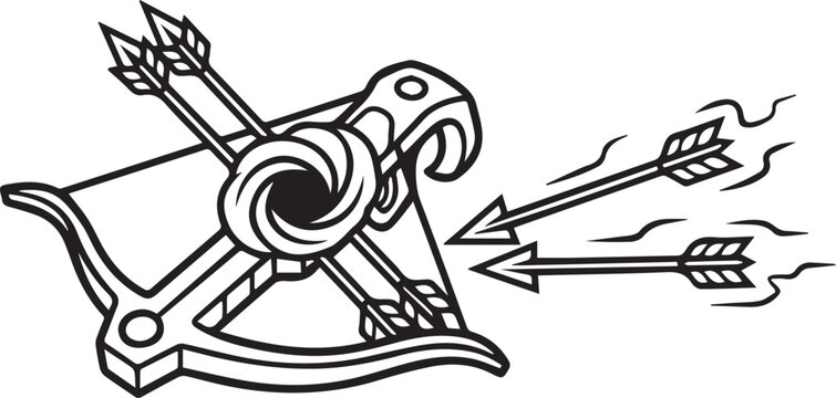 Void-Themed Crossbow Icon with Firing Bolts Minimalist Symbol for Cybersecurity, Data Destruction, Digital Erasure, Hacking Concepts, Dark Web Themes, Gaming UI, App Icons, UIUX Design