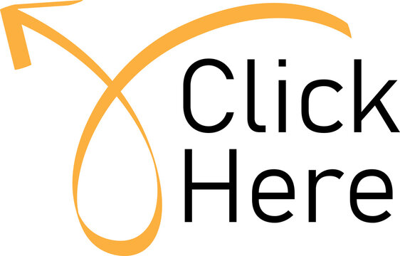 Click here arrow icon with text isolated on transparent background