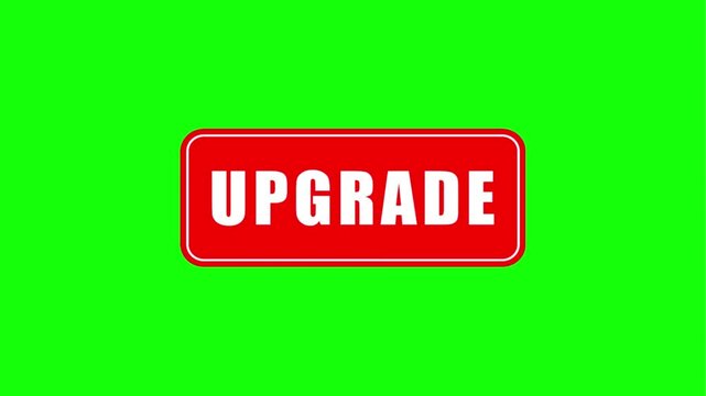 Animated cursor clicking on a red upgrade button with green screen background for easy editing.