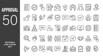Approval icon set. Editable line icons. Vector illustration. © Minara