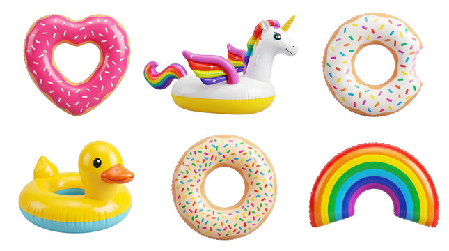 Fun Pool Floats: Unicorn, Donut, Duck, Rainbow, Heart Shape