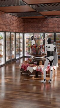 3D Robot at grocery supermarket