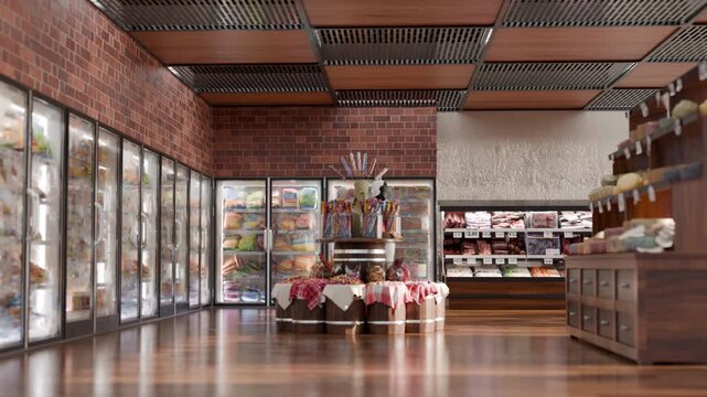 3D Robot at grocery supermarket
