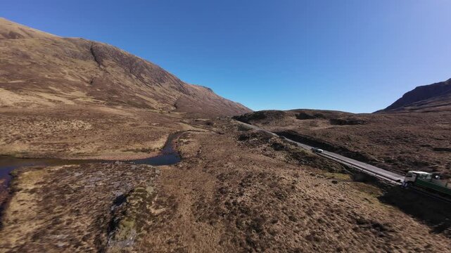 High-speed cinematic FPV drone footage captured in Glencoe, one of Scotland&rsquo;s most iconic mountain landscapes. Dynamic low-level drone flight along the River Coe.