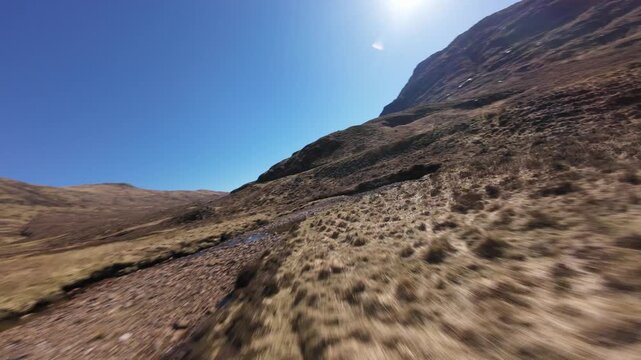 High-speed cinematic FPV drone footage captured in Glencoe, one of Scotland&rsquo;s most iconic mountain landscapes. Dynamic low-level drone flight along the River Coe.