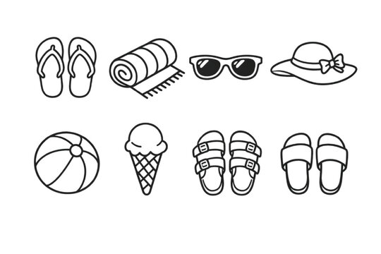 summer outline icon set
