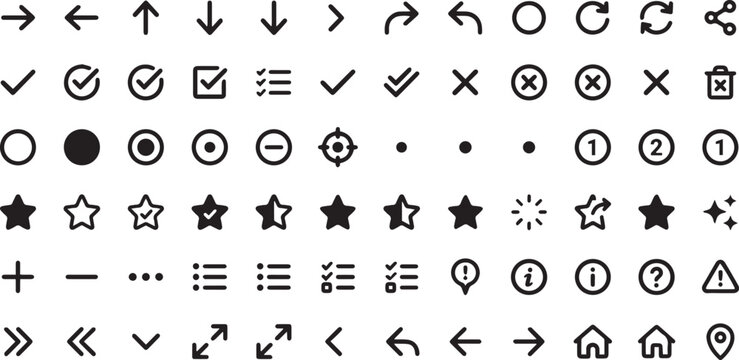 Universal Essential UI Line Icon Set &ndash; Navigation, Interface, and Control Symbols for Web and Mobile Apps