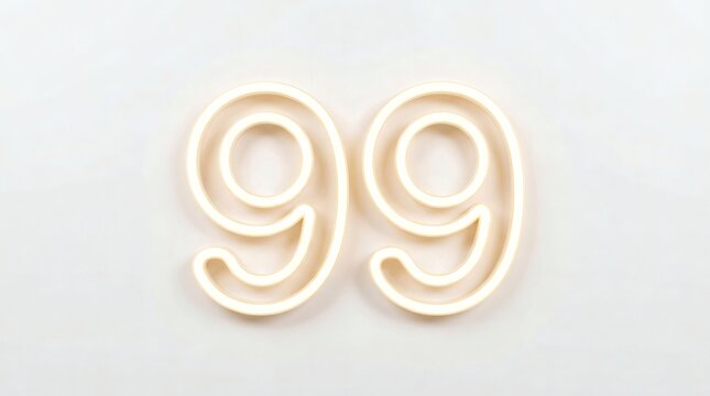 Creamy number 99 on white background for decorative design
