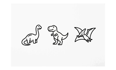 Dinosaur Line Art Icons of Brachiosaurus T-Rex and Pterodactyl © babu