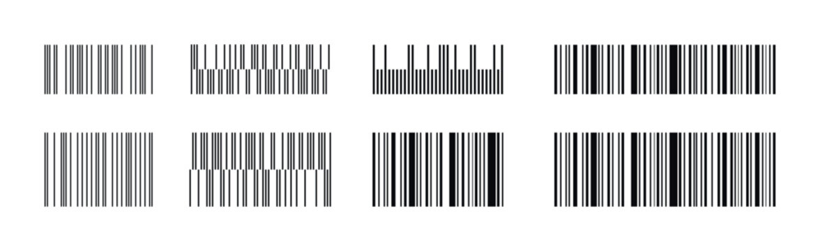 Collection of various barcode patterns and designs on a white background