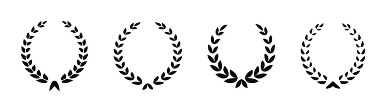 Collection of four laurel wreath icons representing achievement and victory